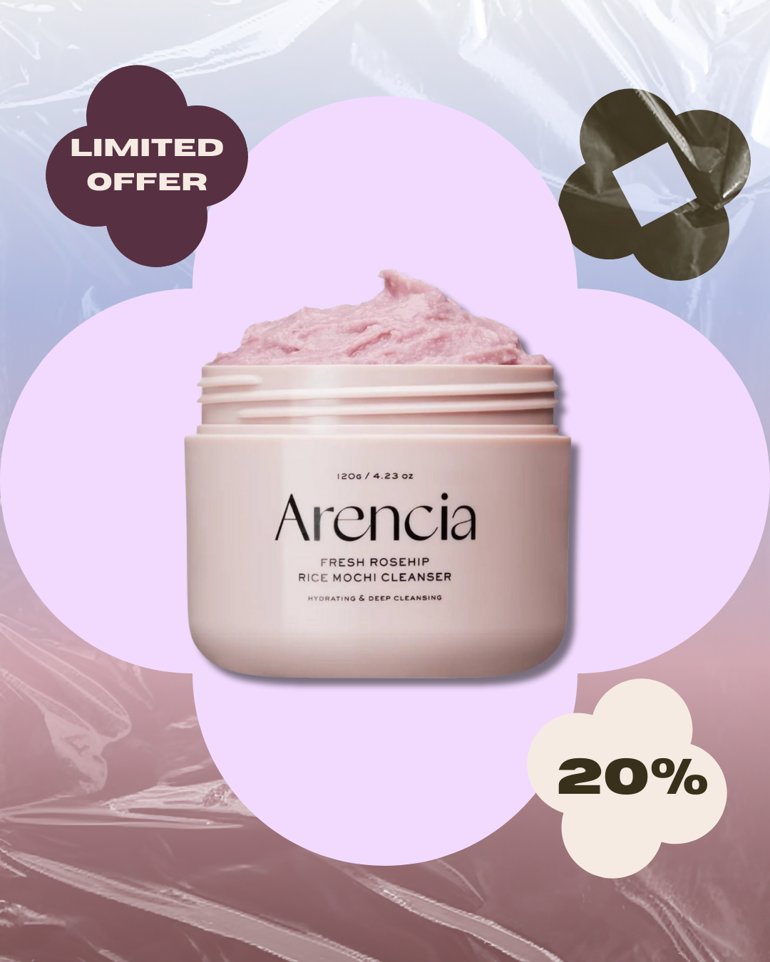 Fresh Rosehip Rice Mochi Cleanser 120g