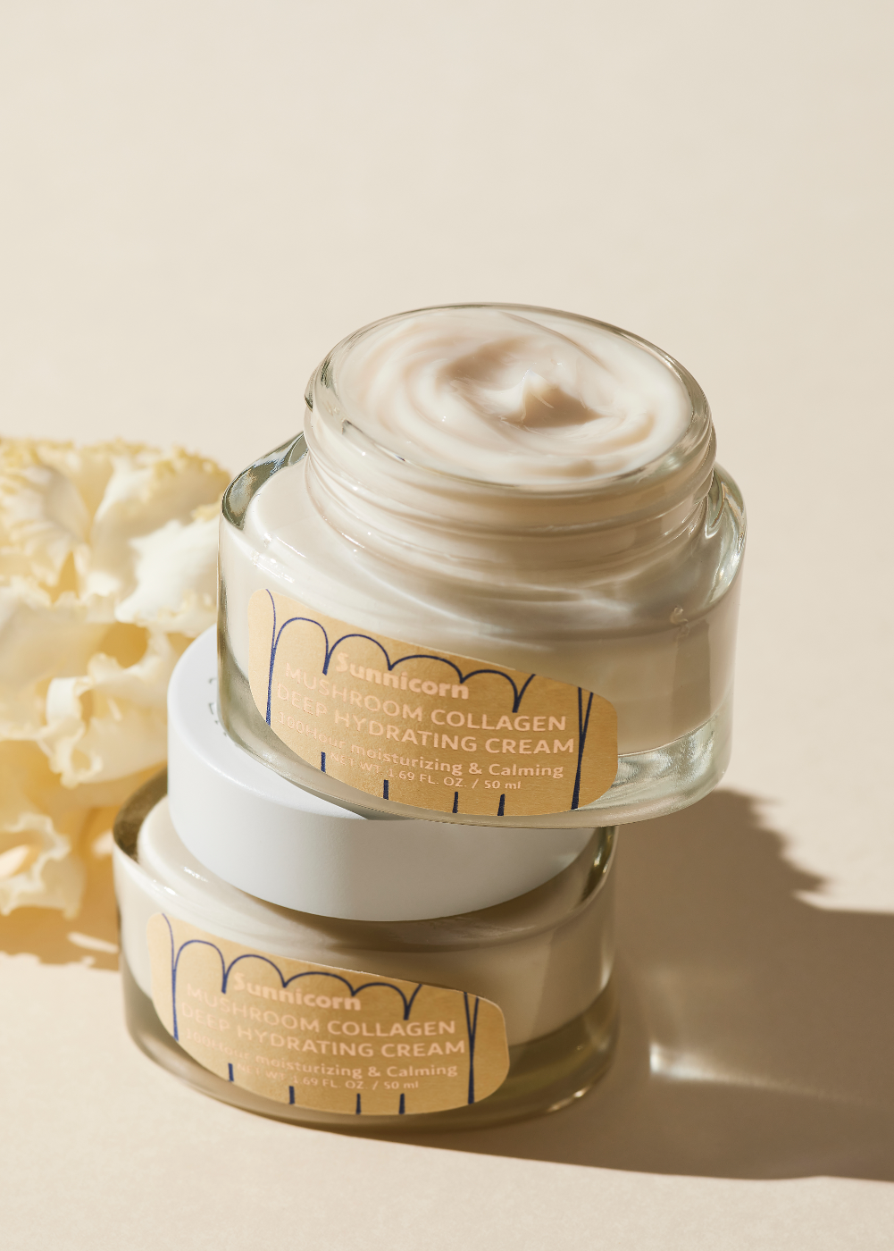 sunnicorn Mushroom Collagen Deep Hydrating Cream 50 ml två burkar
